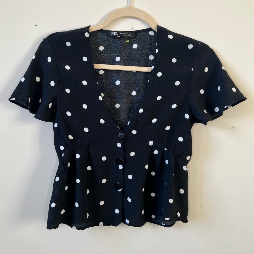 *SOLD* Zara Polka Dot Blouse - Picture 4 of 8
